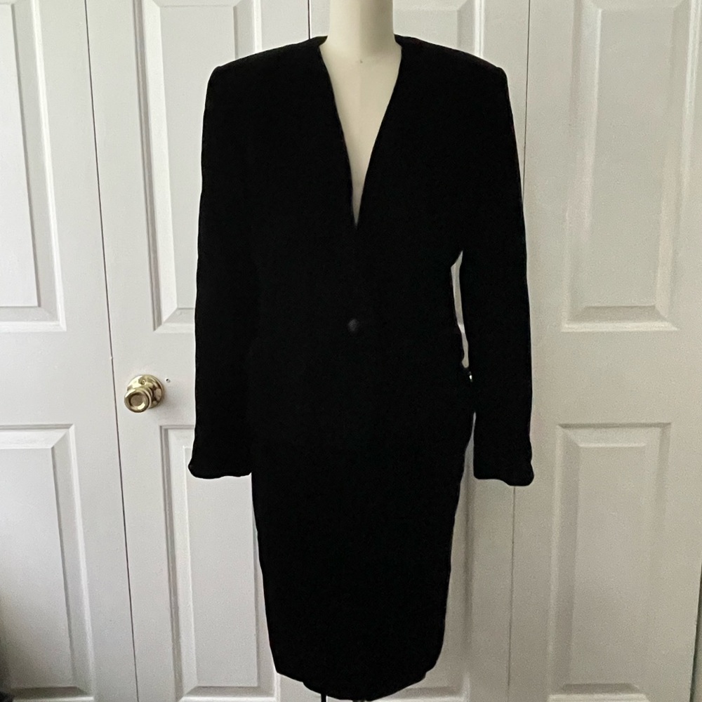 Vintage Made in USA Anne Klein Black Velvet Skirt Suit Set